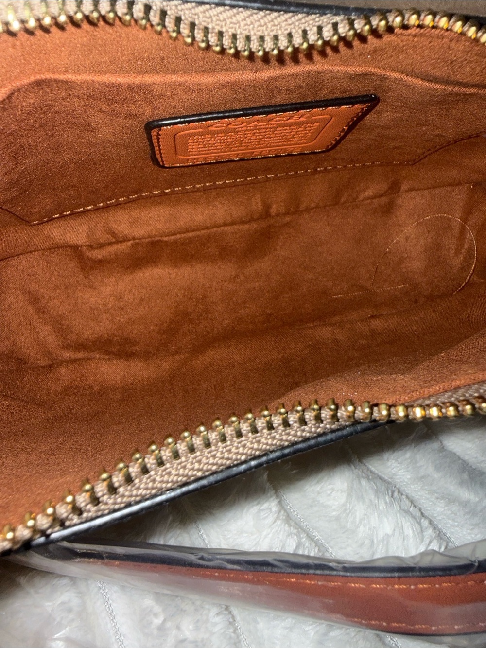 Coach Signature Canvas Shoulder Bag in Brown with Tan Trim - Picture 3 of 5